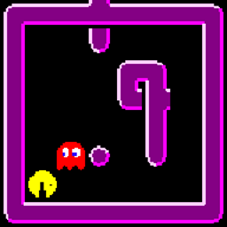Farther food first: Pacman eats the upper food, comes back down for the food on the left and clears the level.